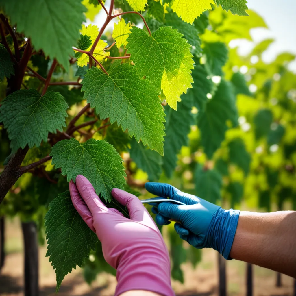vinhedo folhas verdes agricultor inspecao mildio vinhedo folhas verdes agricultor inspecao mildio