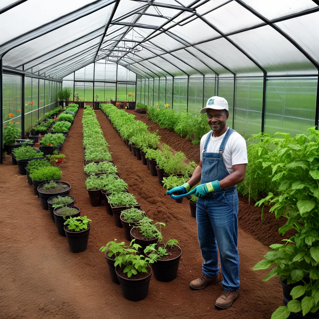 jardineiro preparando estufa sementes