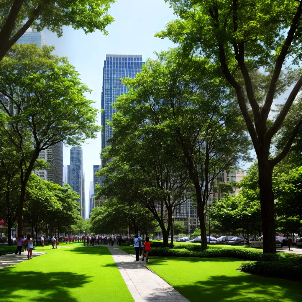 cidade arborizada ruas movimentadas