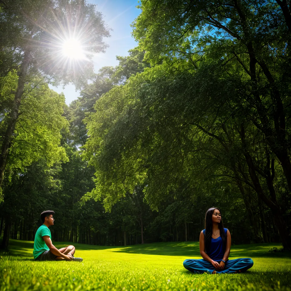 pessoa meditando natureza campo verde pessoa meditando natureza campo verde
