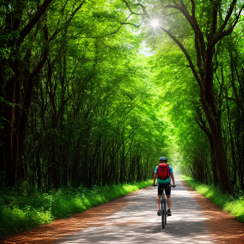 ciclista floresta verde sustentabilidade