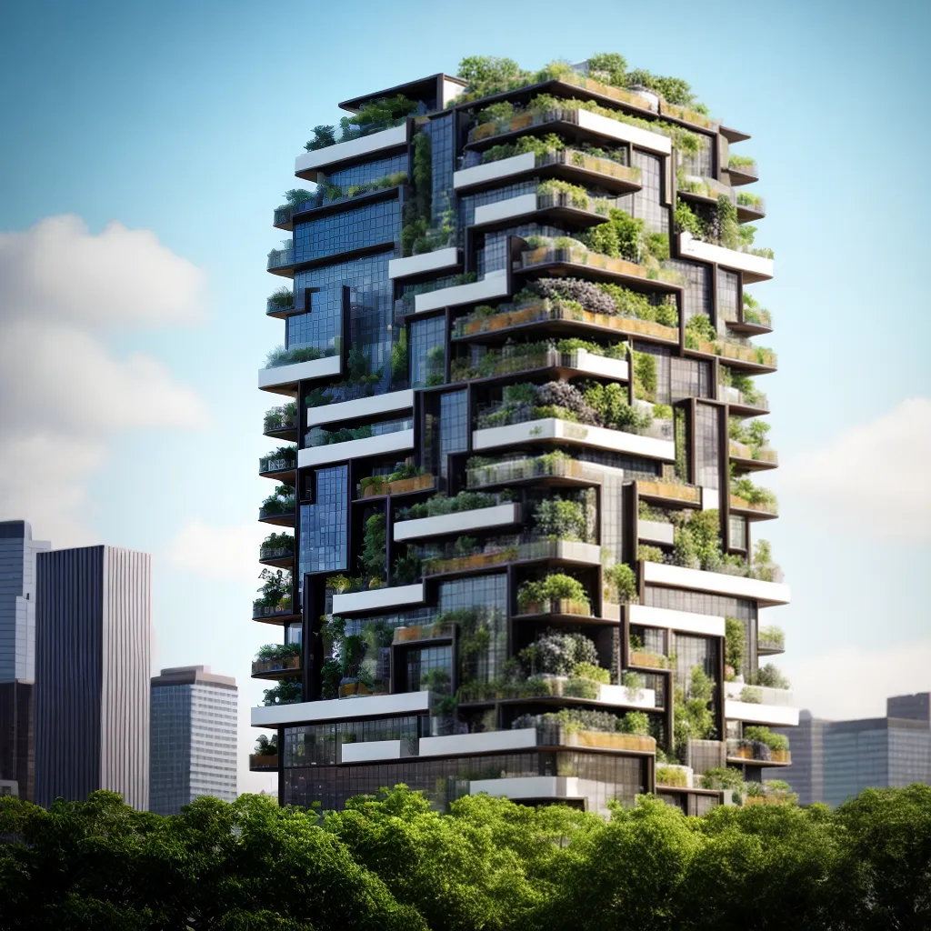 jardim vertical futurista urbano