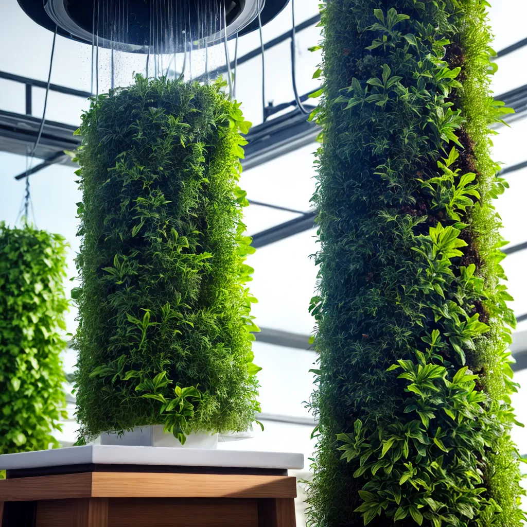 sistema aeroponico vertical plantas nutrientes