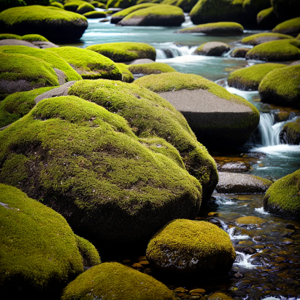 musgos verdes rochosos contraste