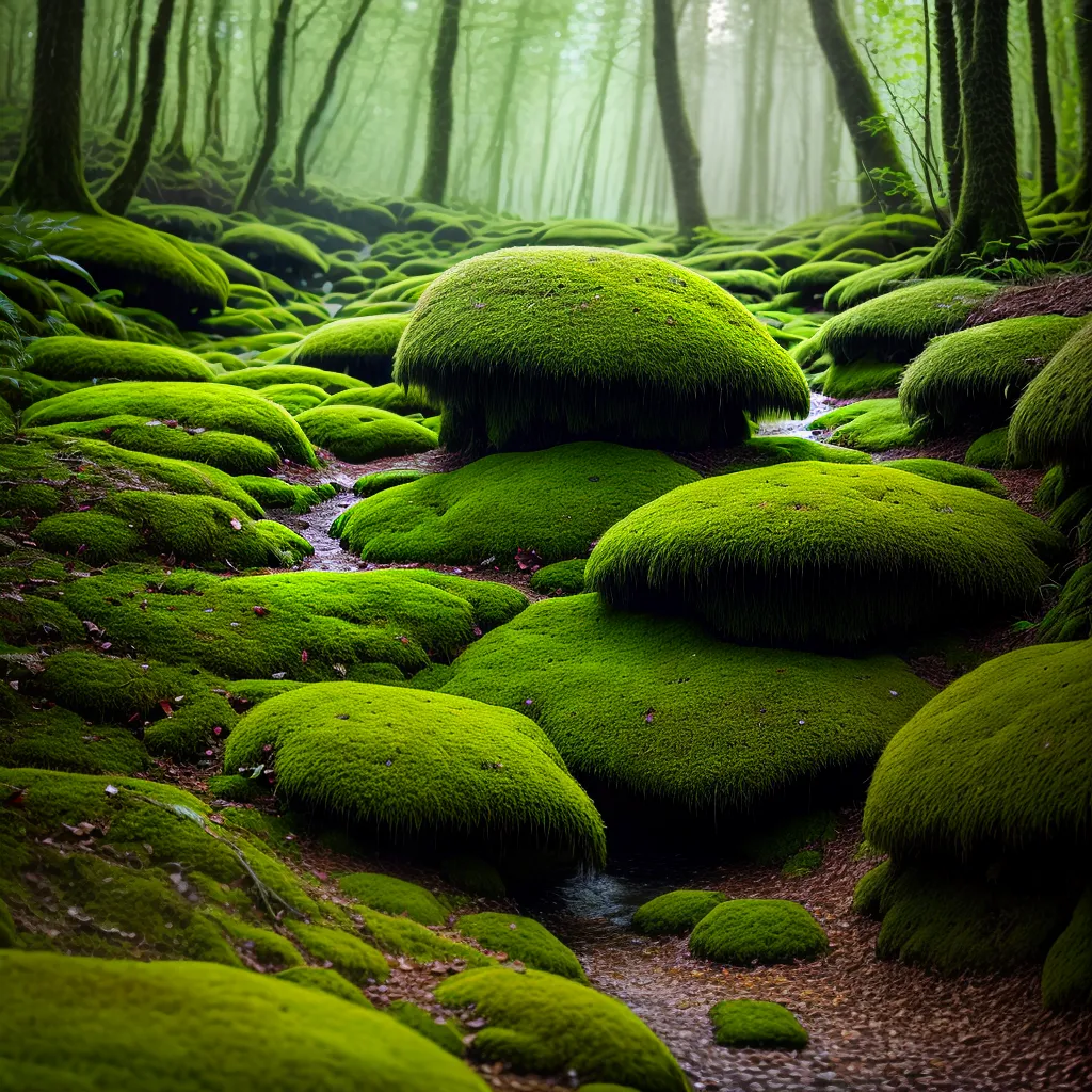 floresta verde musgo prateado luz