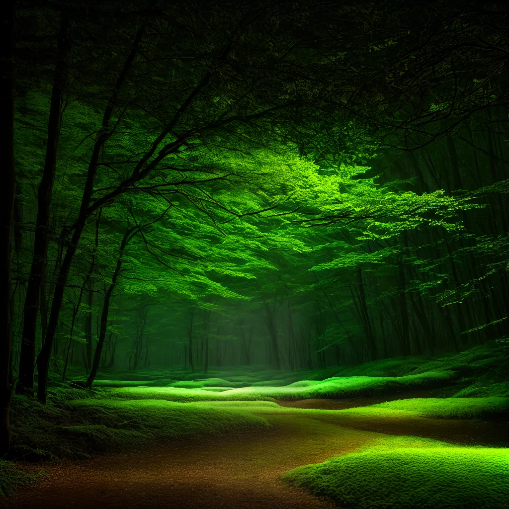 floresta magica chao luminoso musgo