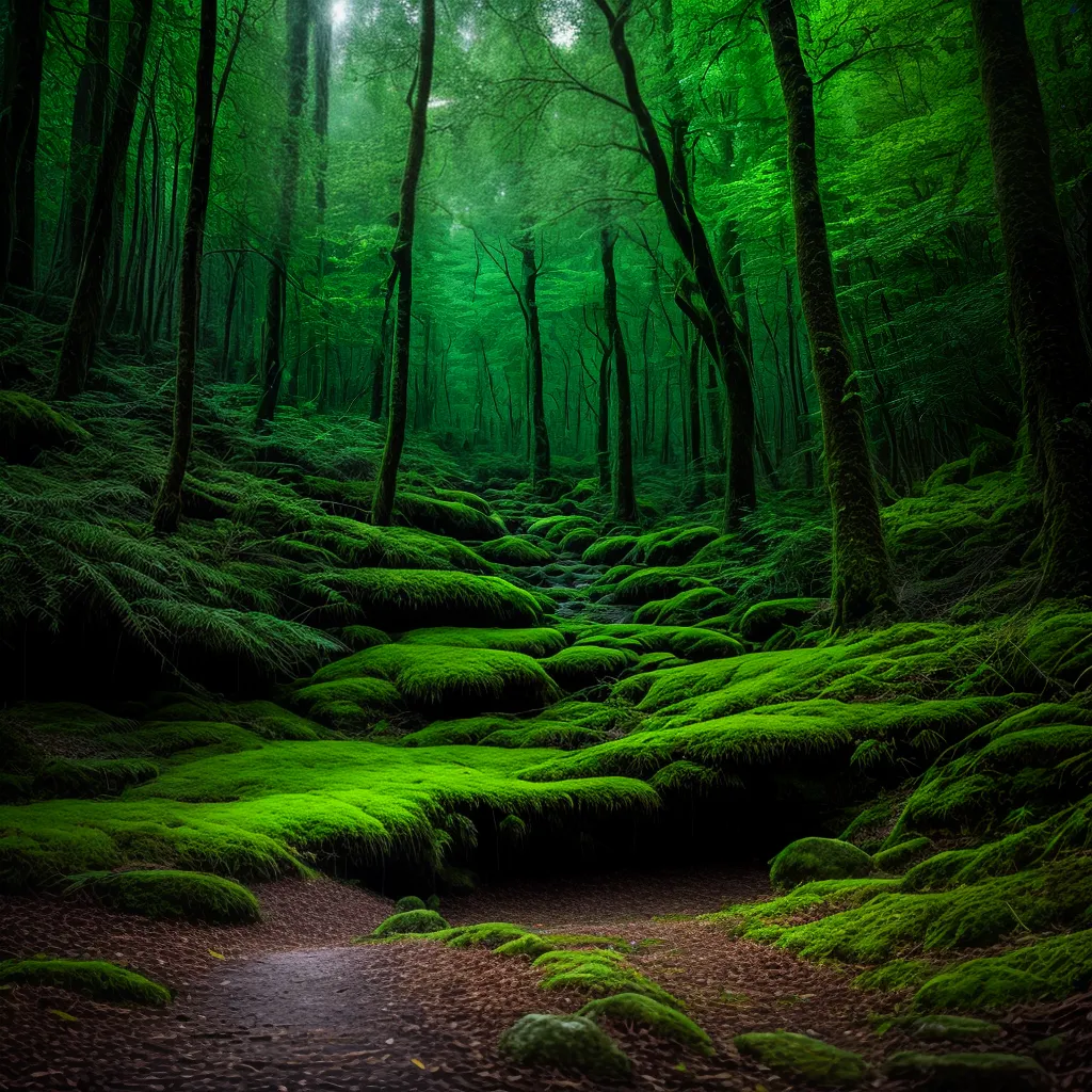floresta noturna musgo luminoso