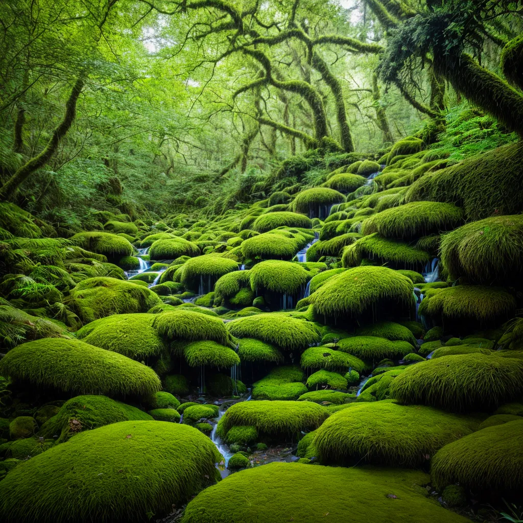 floresta verde tapete musgo