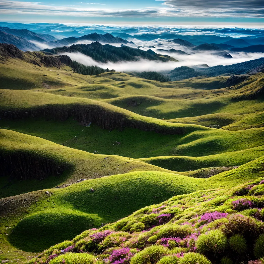 topo montanha musgo tapete verde