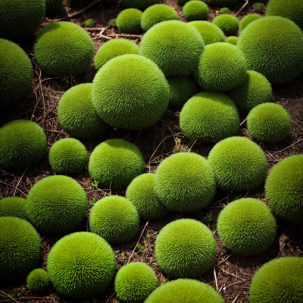 musgo esferas verde forest floor