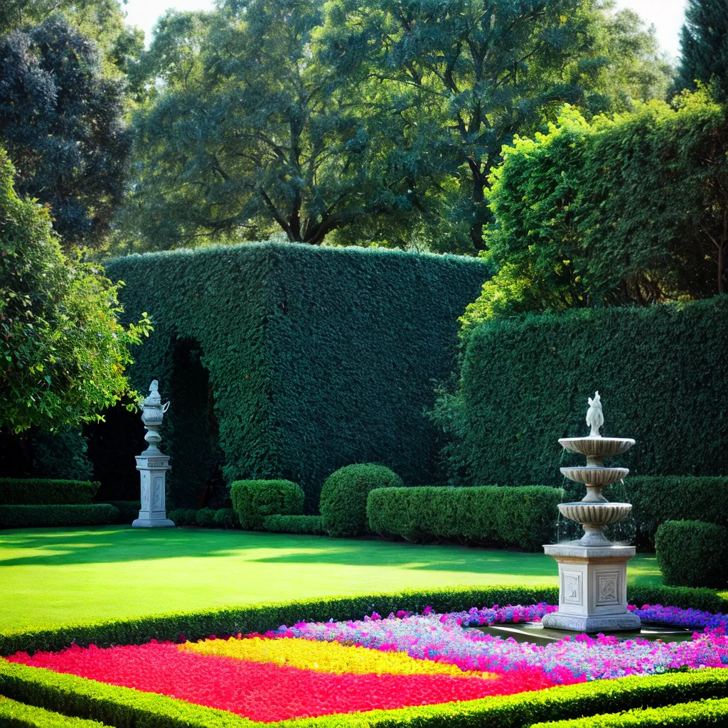 jardim renascentista flores estatuas fountain