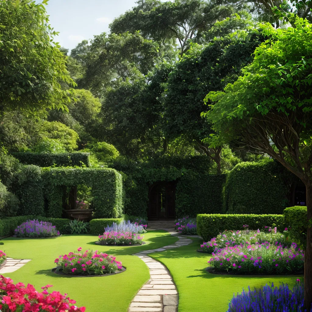 jardim vibrante flores caminhos pessoas