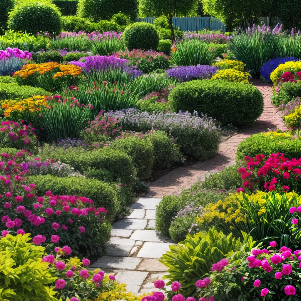 jardim vibrante flores vegetais sol