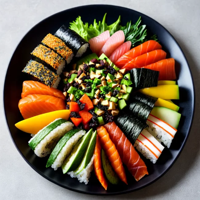 sushi platter variedades nori culinaria japonesa