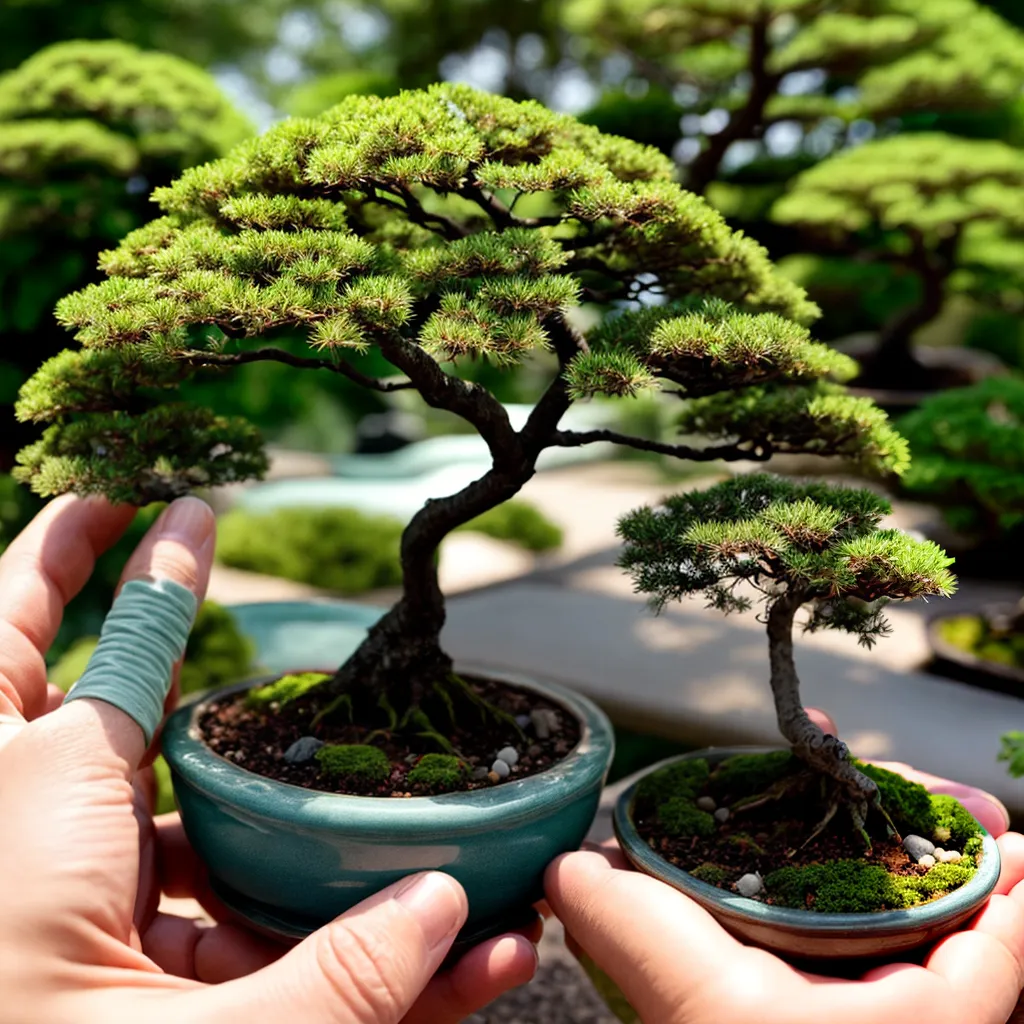 bonsai cultivo maos luz paz