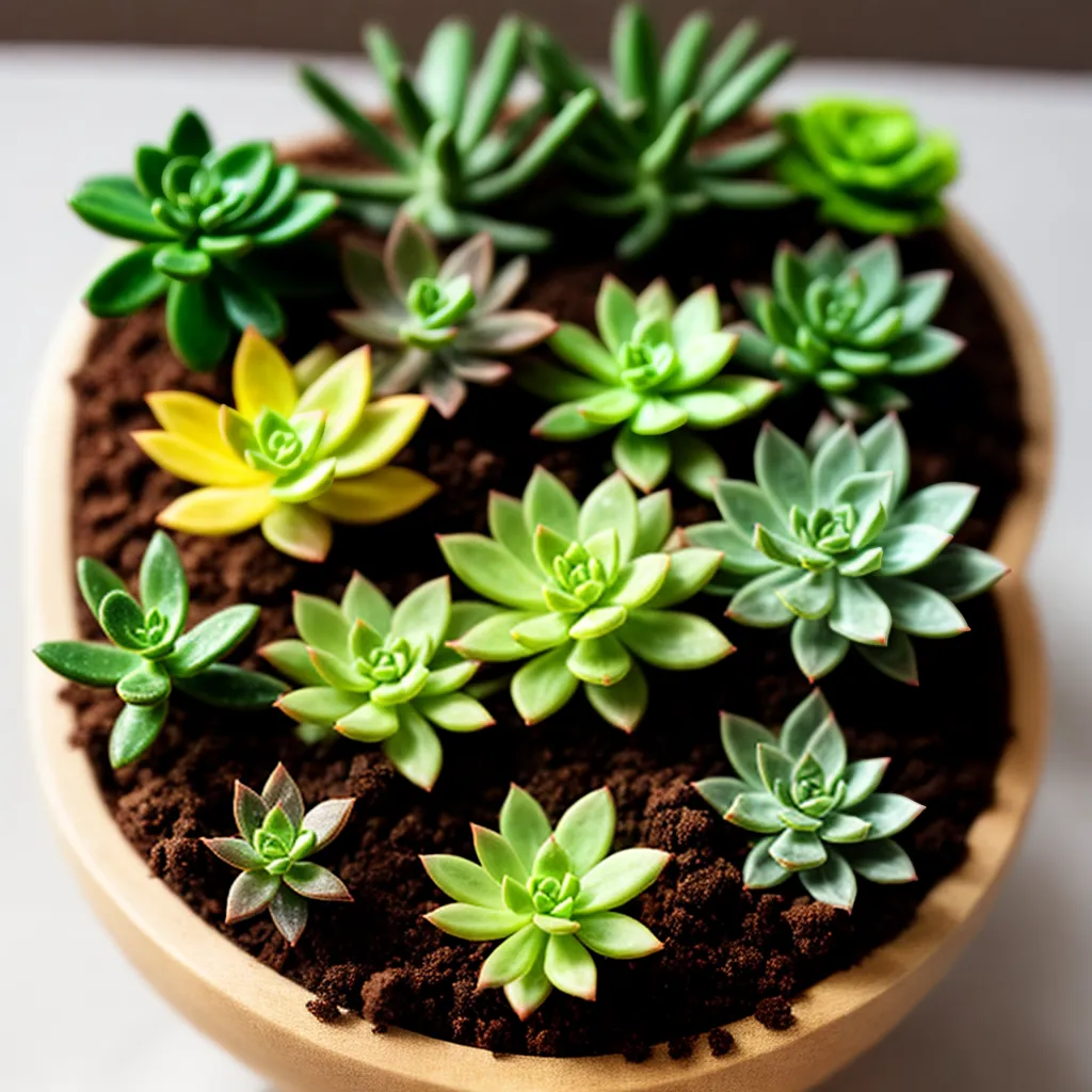 Pequeno jardim de suculentas variadas plantadas juntas