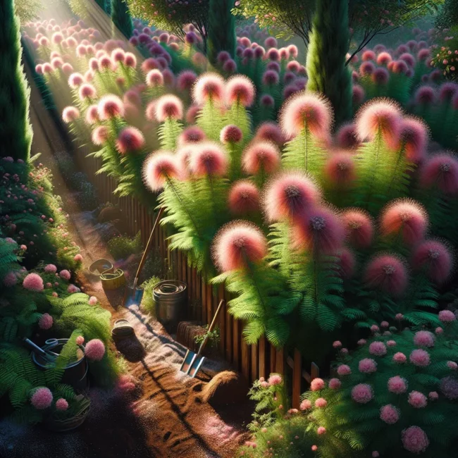 ilustracao jardim caliandra flores iluminacao