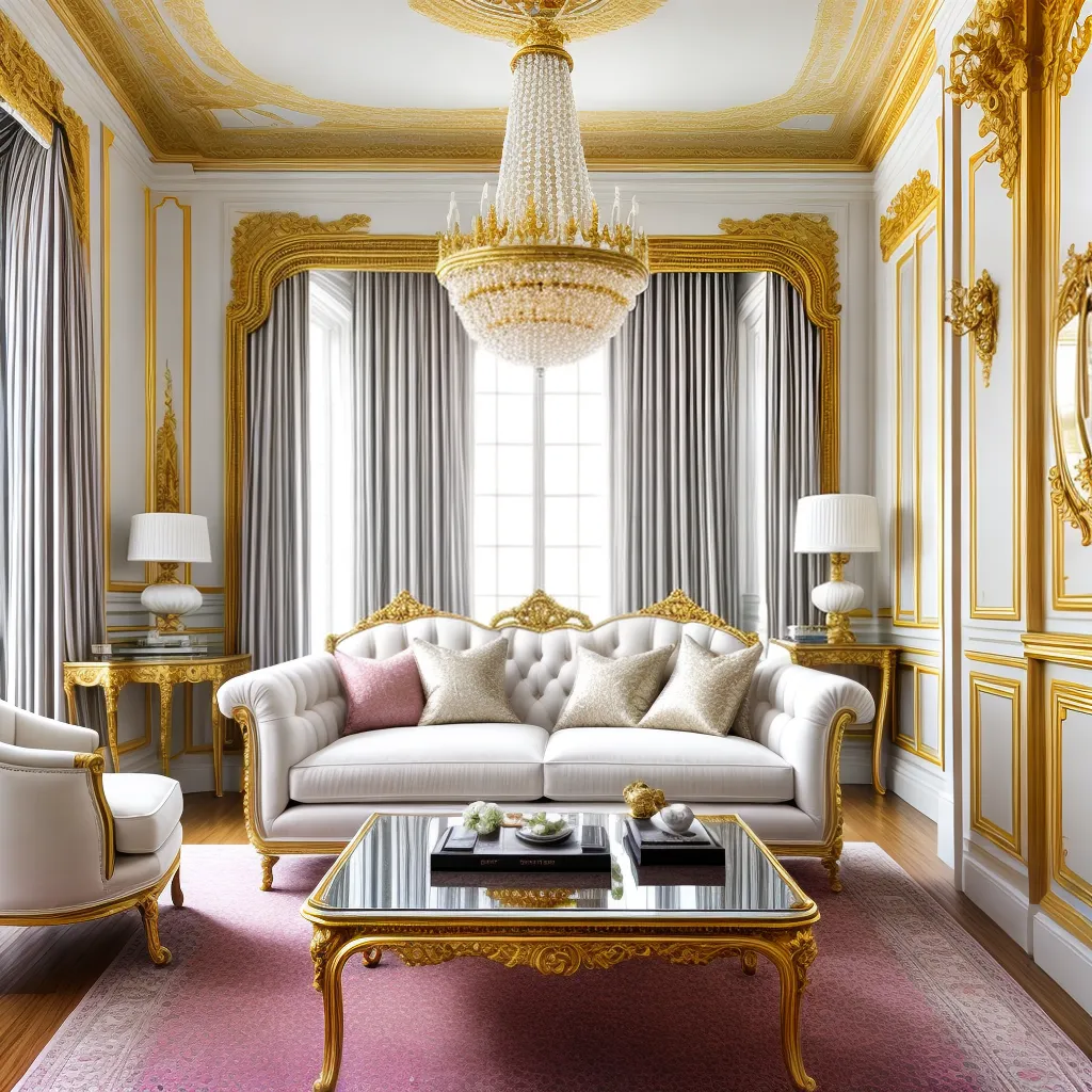 Sala Rococo Incorporando Elementos de Arte Rococó na Decoração Contemporânea