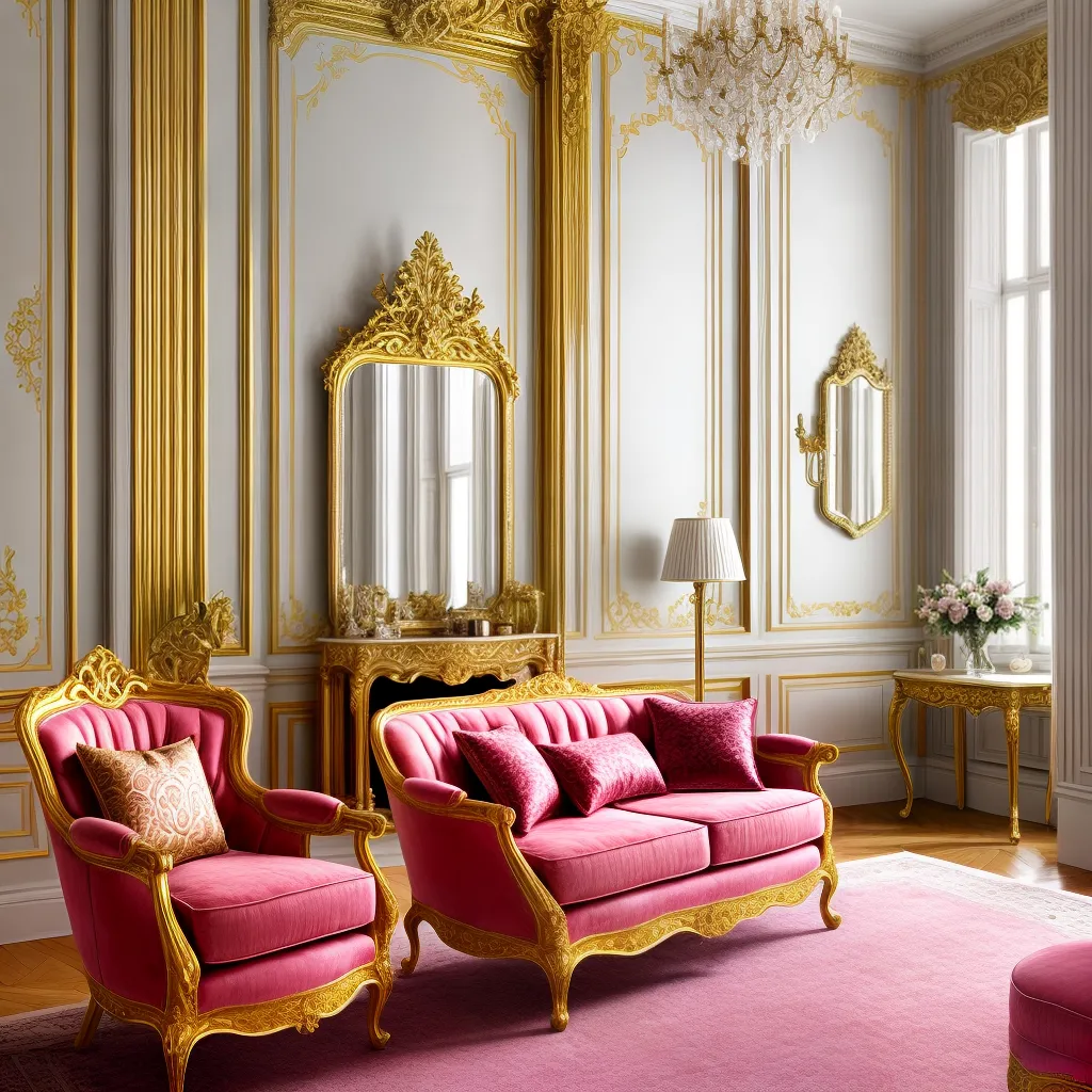 Sala Rococo Explorando Cores, Formas e Texturas na Decoração com Arte Rococó