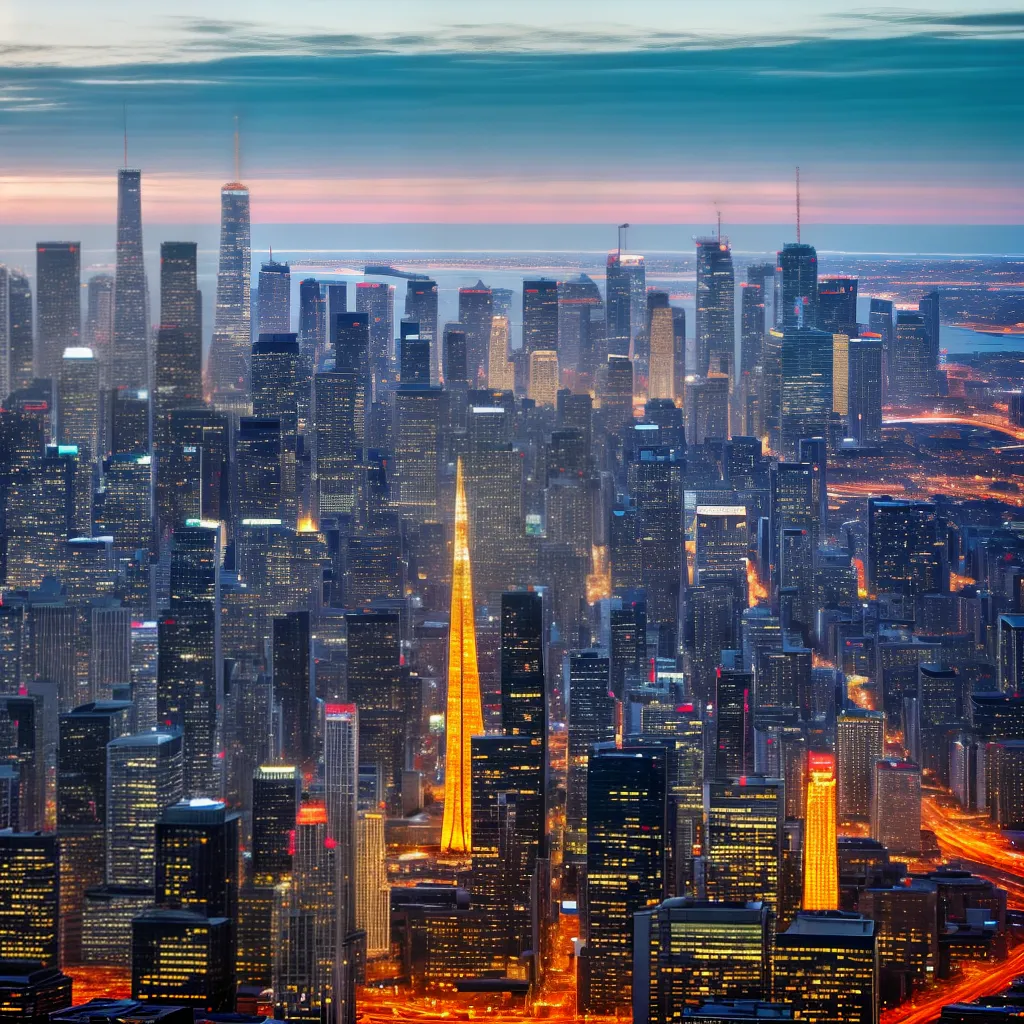 cidade por do sol arranha ceu plataforma