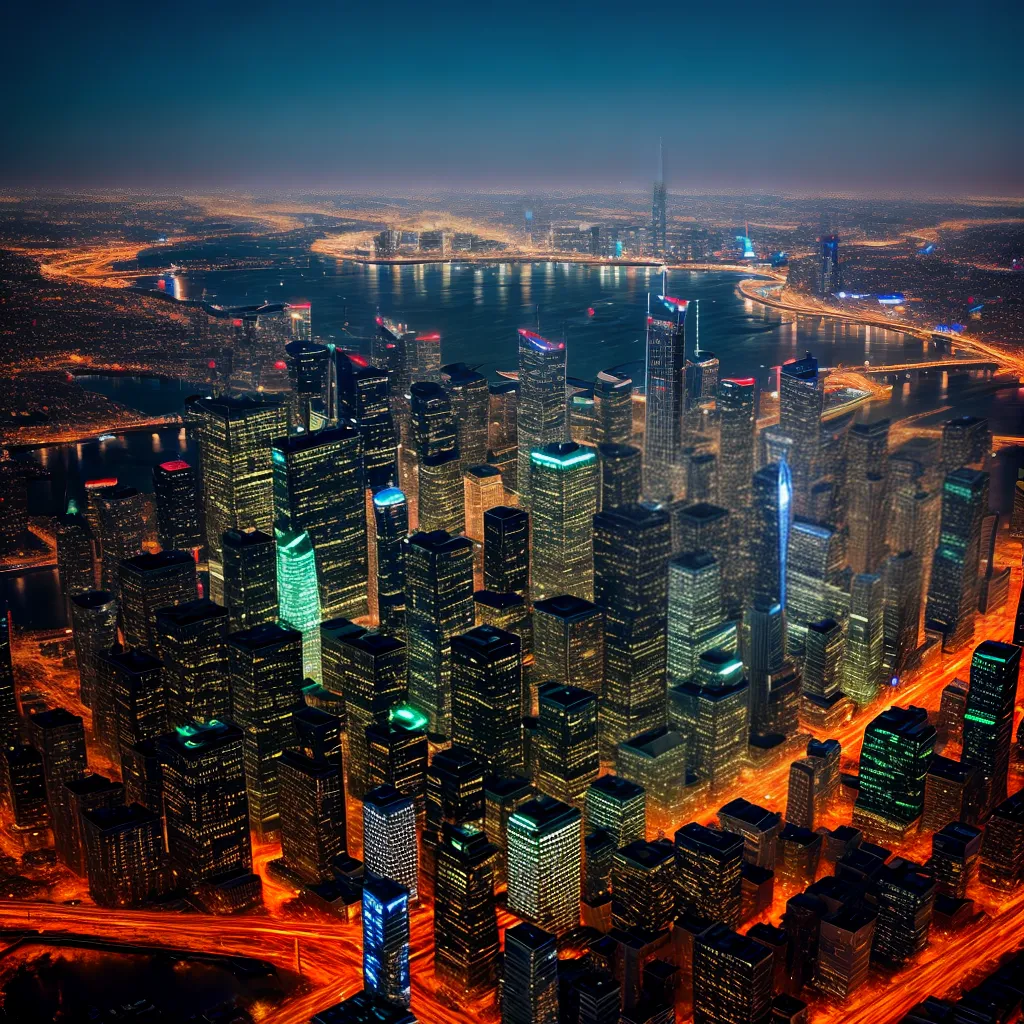 cidade futurista arranha ceus tecnologia