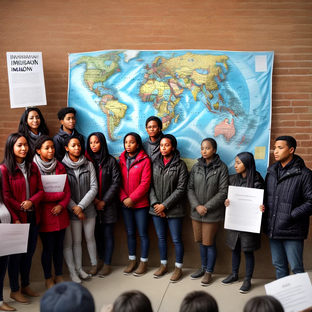 grupo diverso mapa mundial imigracao