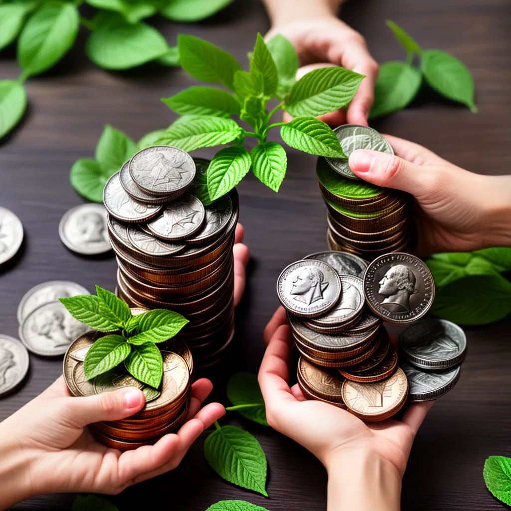 investimento responsavel maos moedas planta