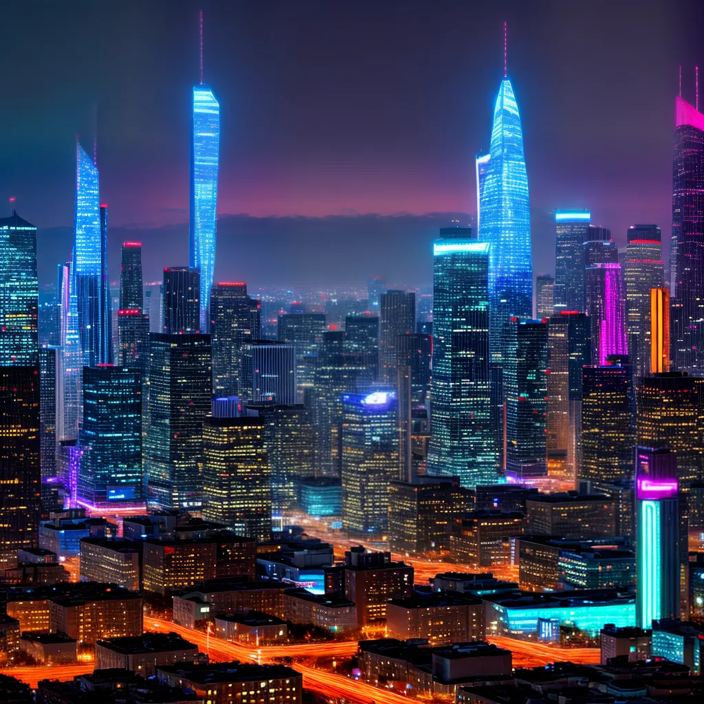 cidade futurista neon discussao etica