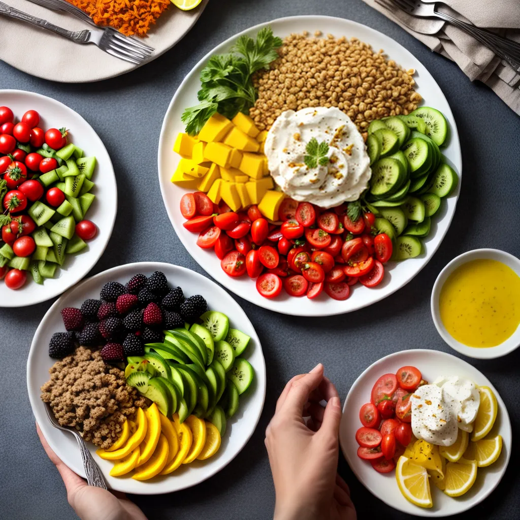 mao garfo prato colorido alimentacao consciente