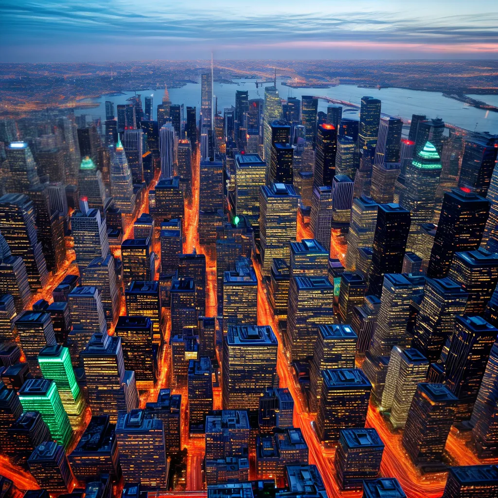 cidade vibrante arranha ceus movimentada