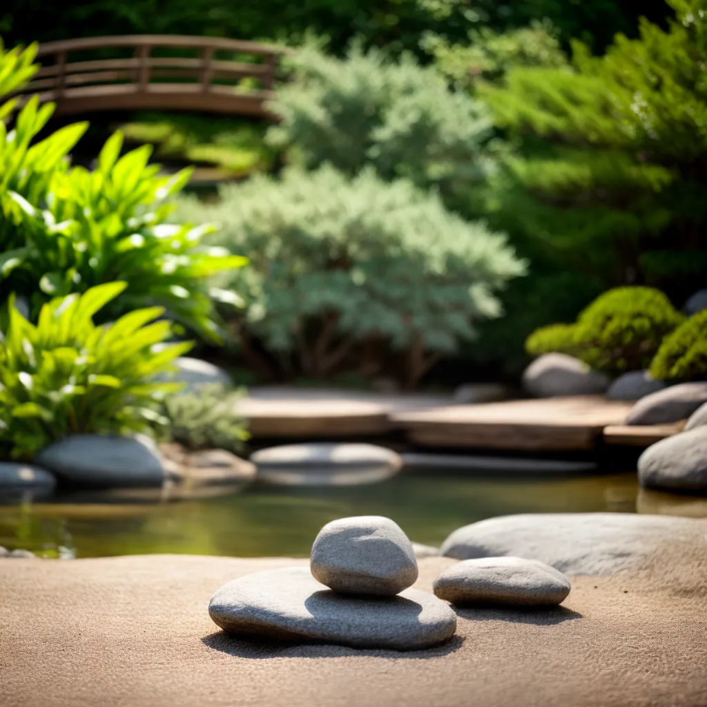 jardim zen ponte pond rochas bonsai