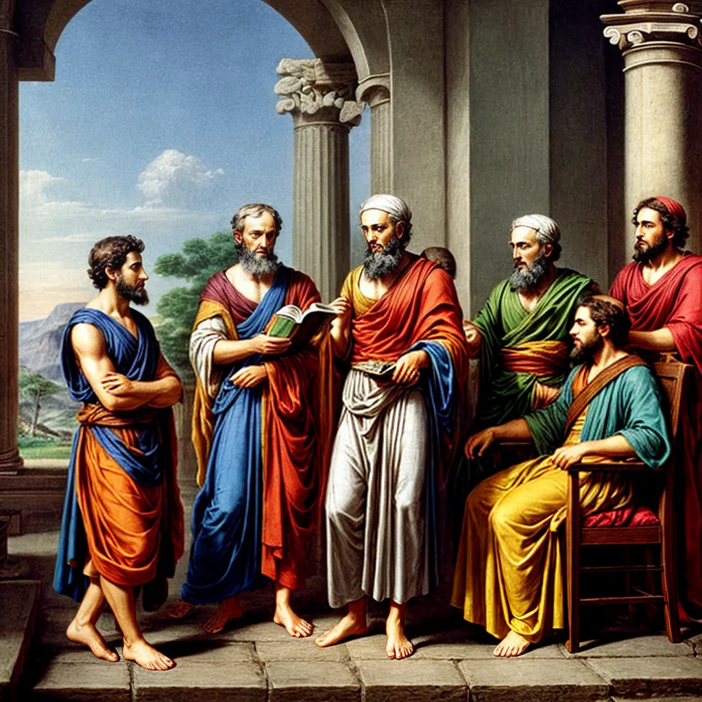 filosofos gregos ilustracao educacao