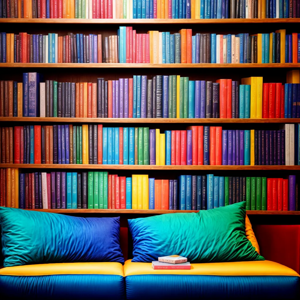 estante livros coloridos inspiracao