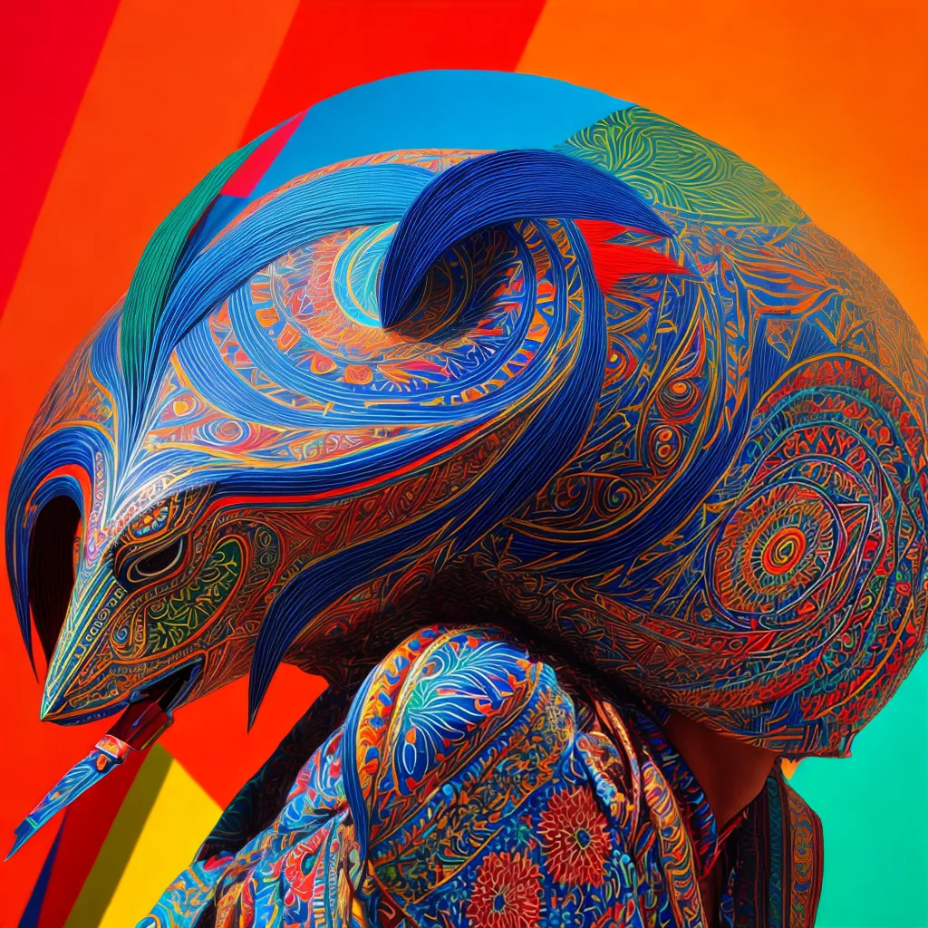 arte tribal contemporanea geometrica colorida