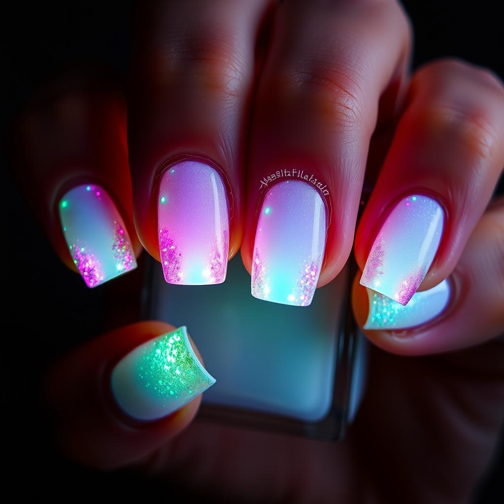 15 ideias de unhas decoradas com esmalte que brilham no escuro