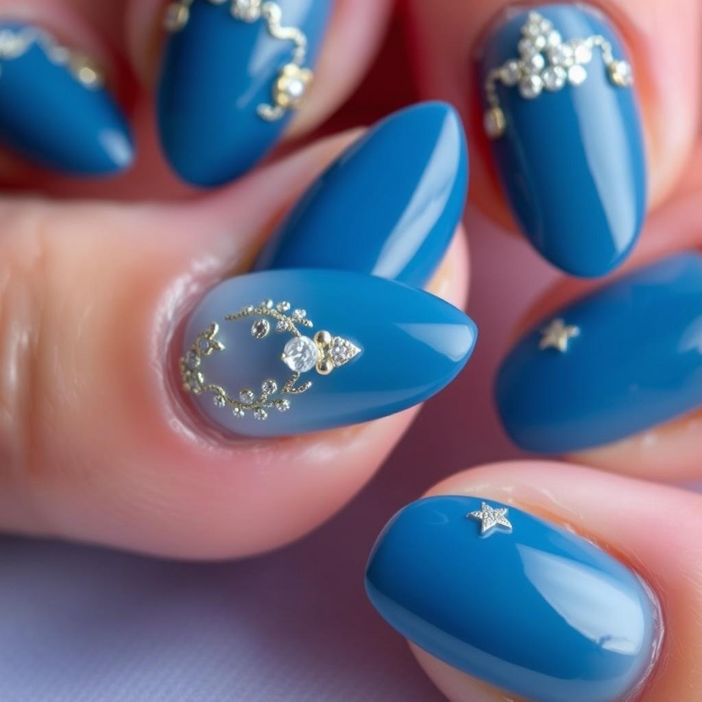 27 ideias de unhas decoradas de azul escuro para ficar cheio de estilo