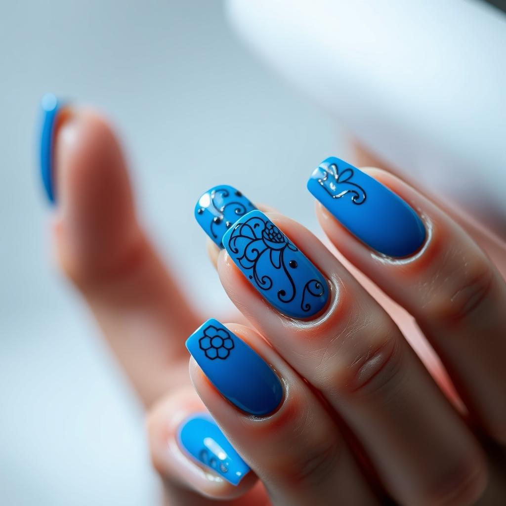 Unha decorada francesinha com azul: 9 ideias para se inspirar
