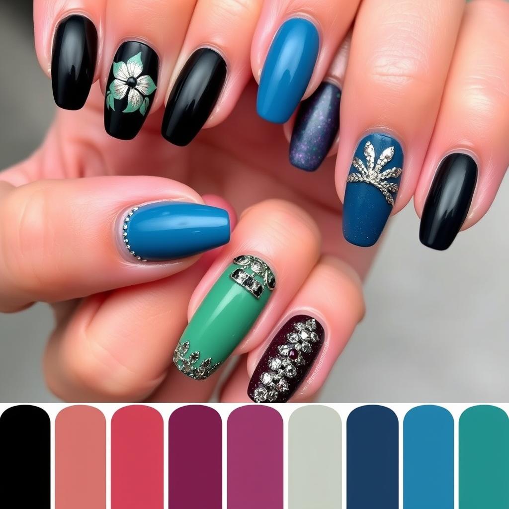 15 unhas decoradas com cores escuras para usar até o fim de 2024