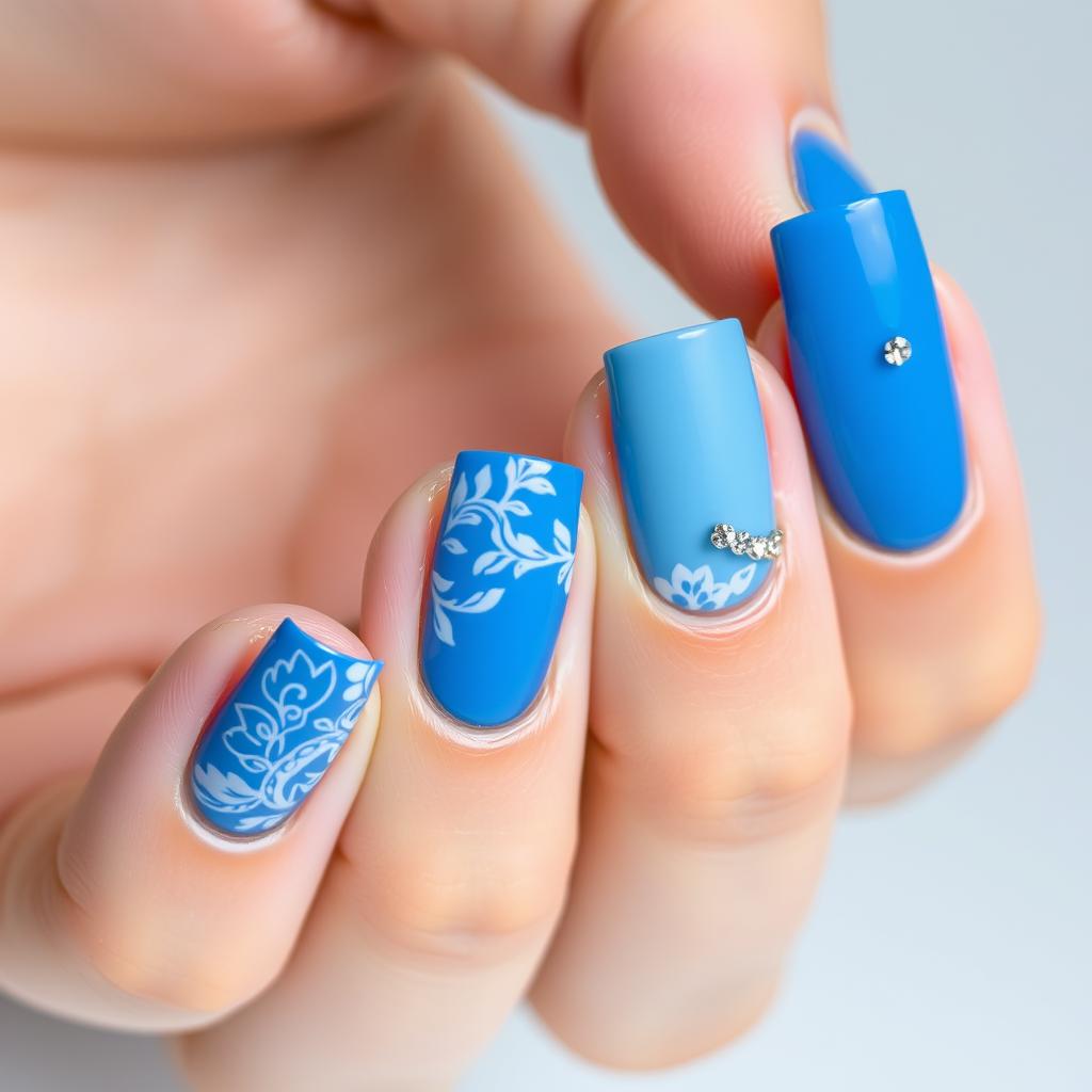 Unhas decoradas com esmalte azul: 36 ideias lindas e diferentes