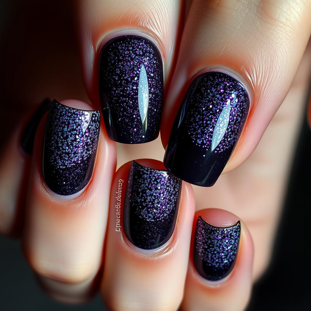 Unhas em gel preta com glitter: 6 inspirações para você brilhar com estilo