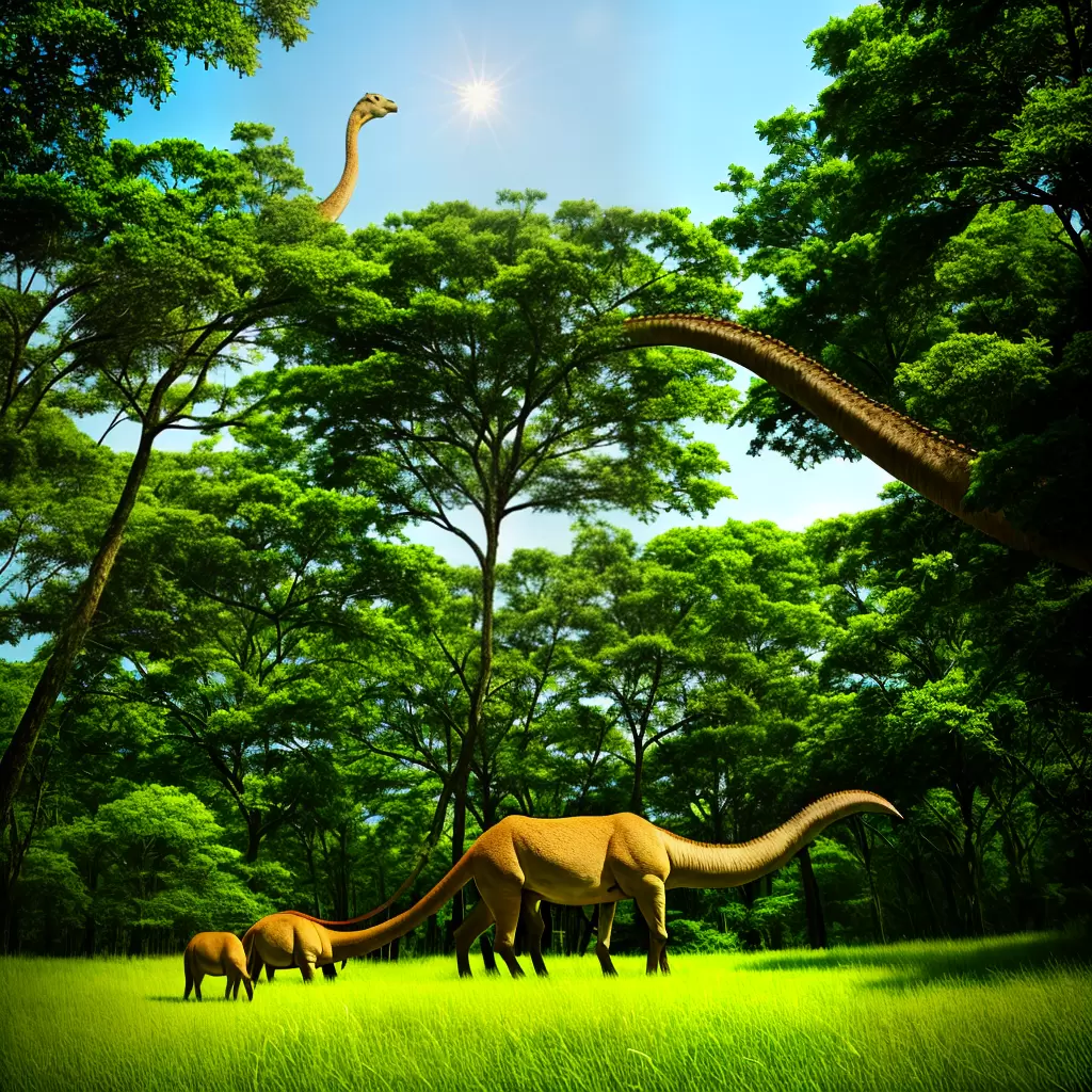 O Titanossauro, um dinossauro herbívoro gigante com pescoço longo e cauda comprida 2