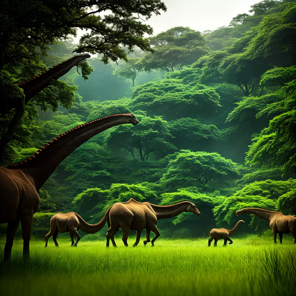 O Titanossauro, um dinossauro herbívoro gigante com pescoço longo e cauda comprida 4