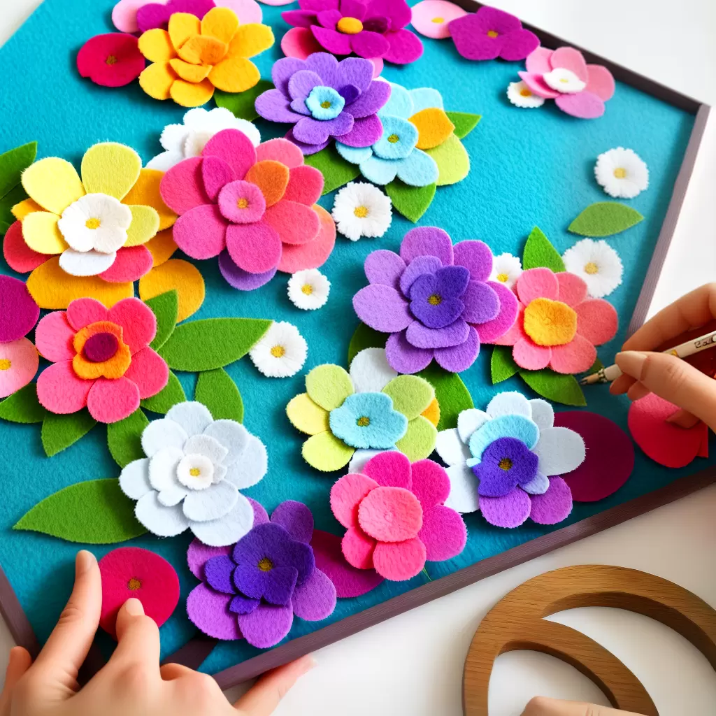 Como CRIAR uma moldura de flores de feltro 3 Como CRIAR uma moldura de flores de feltro 2