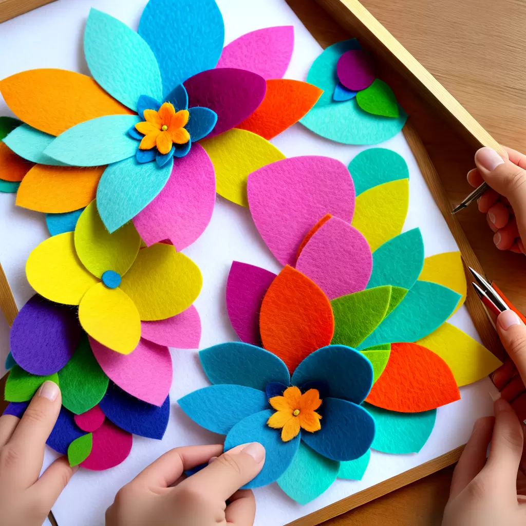 Como CRIAR uma moldura de flores de feltro 5 Como CRIAR uma moldura de flores de feltro 4