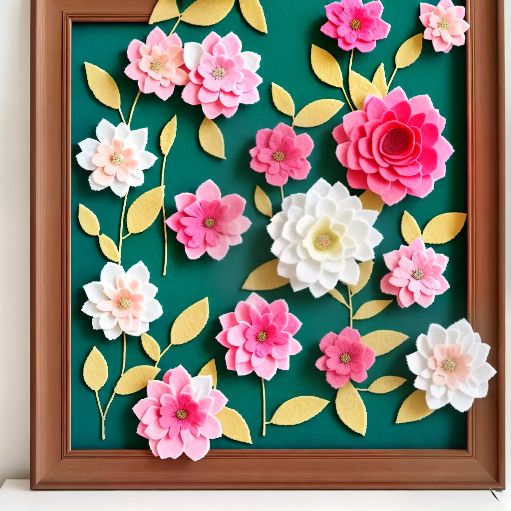 Como CRIAR uma moldura de flores de feltro 9 Como CRIAR uma moldura de flores de feltro 8