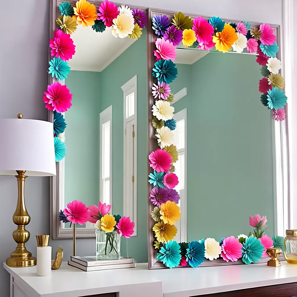 Como fazer um ESPELHO decorado com flores de papel