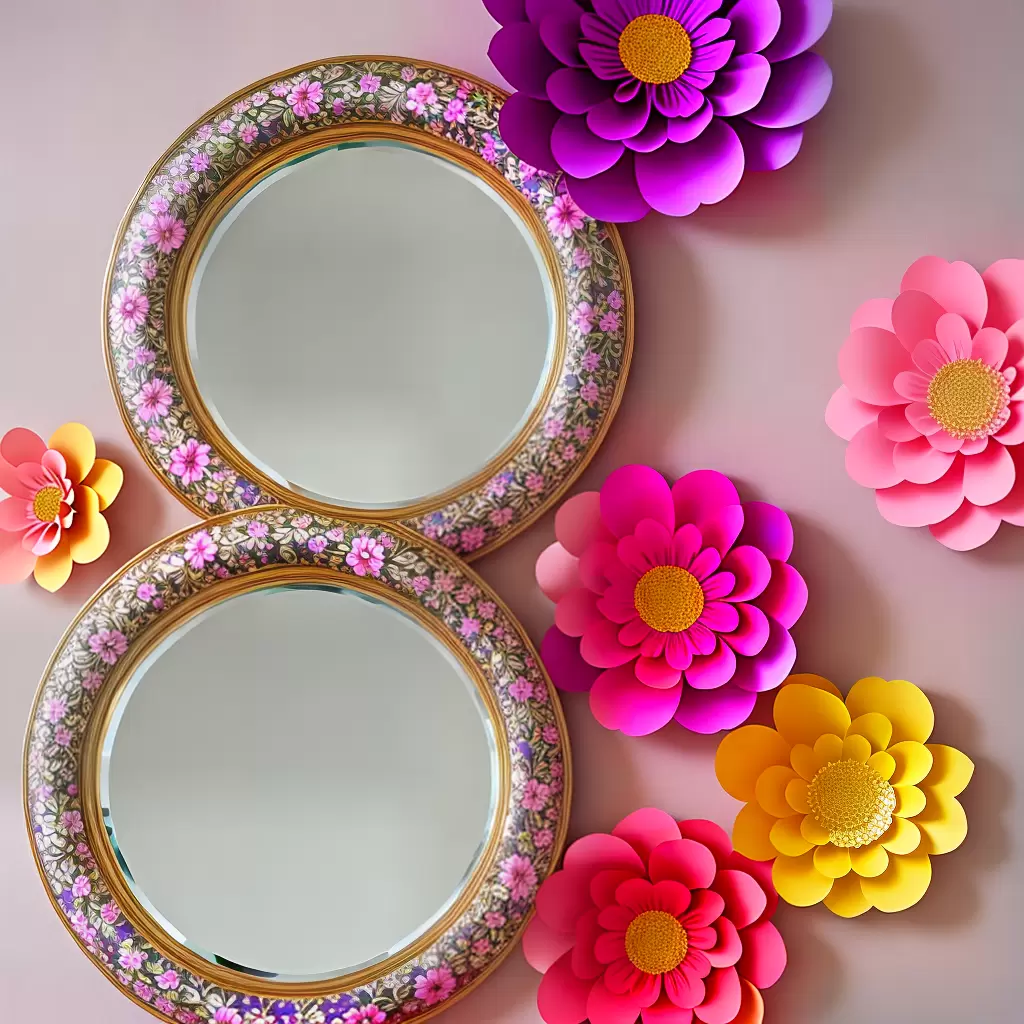 Como fazer um ESPELHO decorado com flores de papel 4