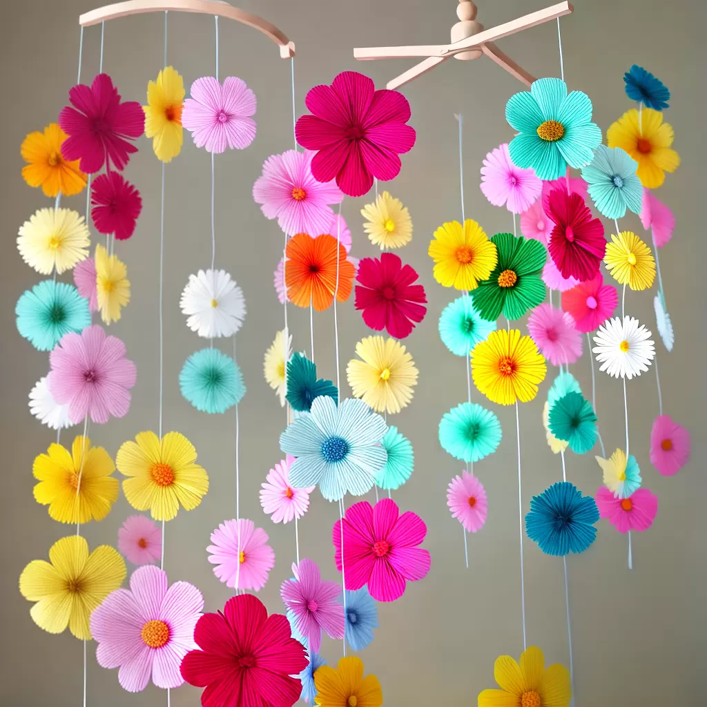 Como CRIAR um móbile de flores de tecido para bebês 2