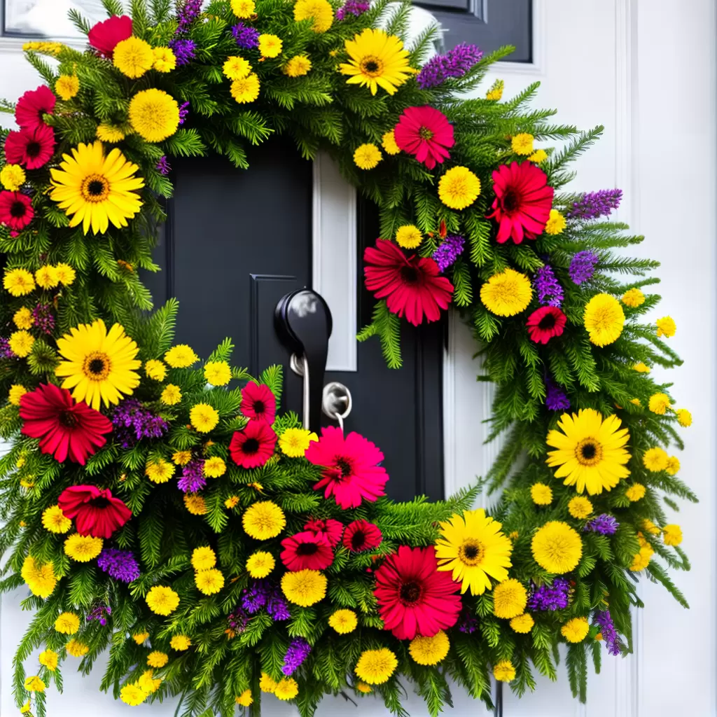 Como FAZER uma guirlanda de flores para a porta da frente 4