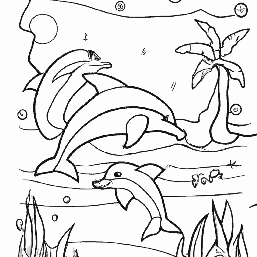 Entre no Mundo Aquático com Desenhos de Golfinhos para Colorir 31